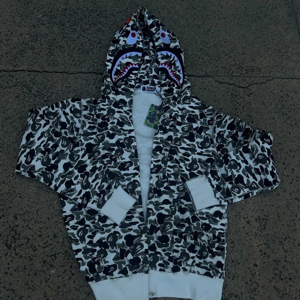 Bape Black and White Camo zipup